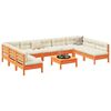 vidaXL 10 Piece Garden Sofa Set with Cushions Wax Brown Solid Wood Pine