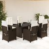 vidaXL 7 Piece Garden Dining Set with Cushions Brown Poly Rattan