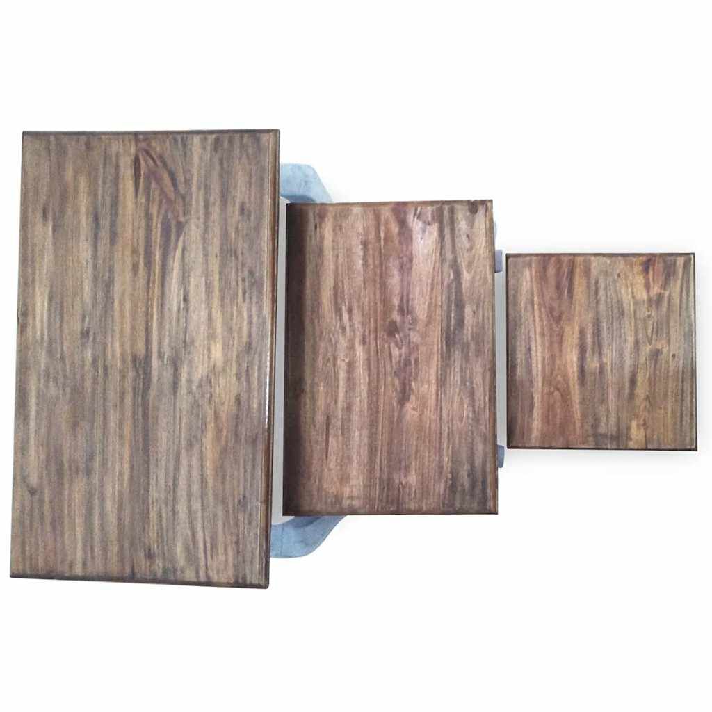 vidaXL Nesting Table Set 3 Pieces Solid Mahogany Wood