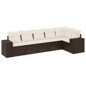 vidaXL 6 Piece Garden Sofa Set with Cushions Brown Poly Rattan
