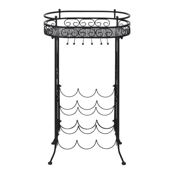 vidaXL Wine Rack with Glass Holder for 9 Bottles Metal