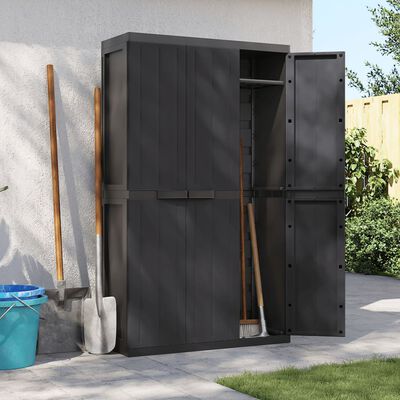 vidaXL Outdoor Storage Cabinet Black 97x37x165 cm PP