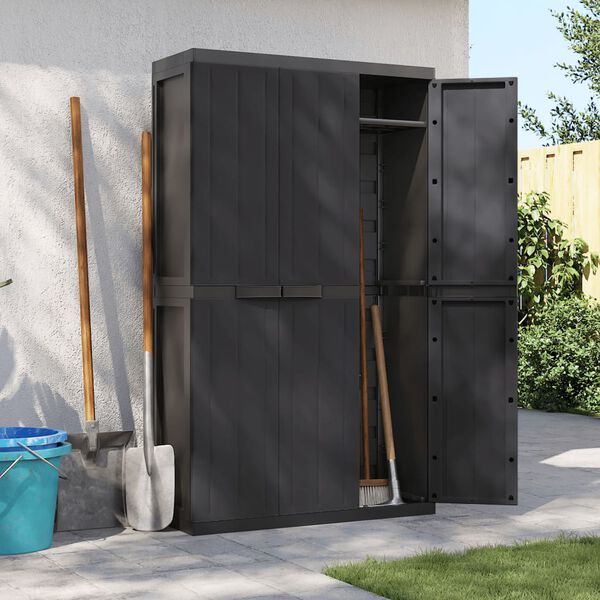 vidaXL Outdoor Storage Cabinet Black 97x37x165 cm PP