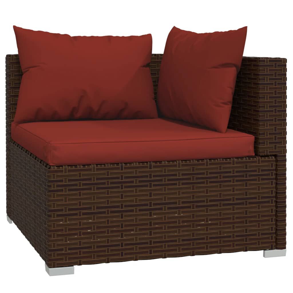 vidaXL 12 Piece Garden Lounge Set with Cushions Brown Poly Rattan