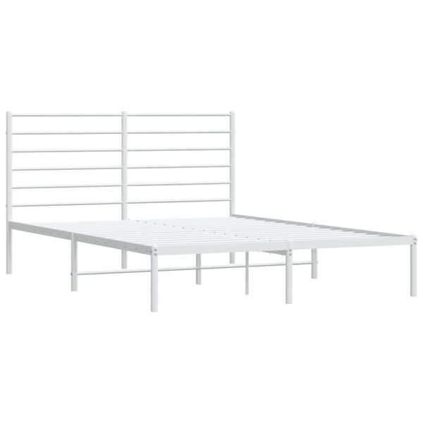 vidaXL Metal Bed Frame without Mattress with Headboard White 150x200cm