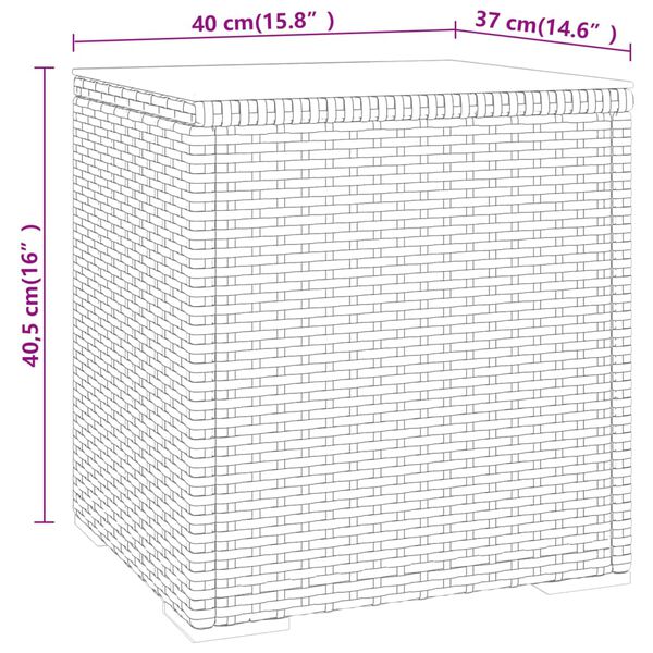 vidaXL Side Table Grey 40x37x40.5 cm Poly Rattan and Tempered Glass
