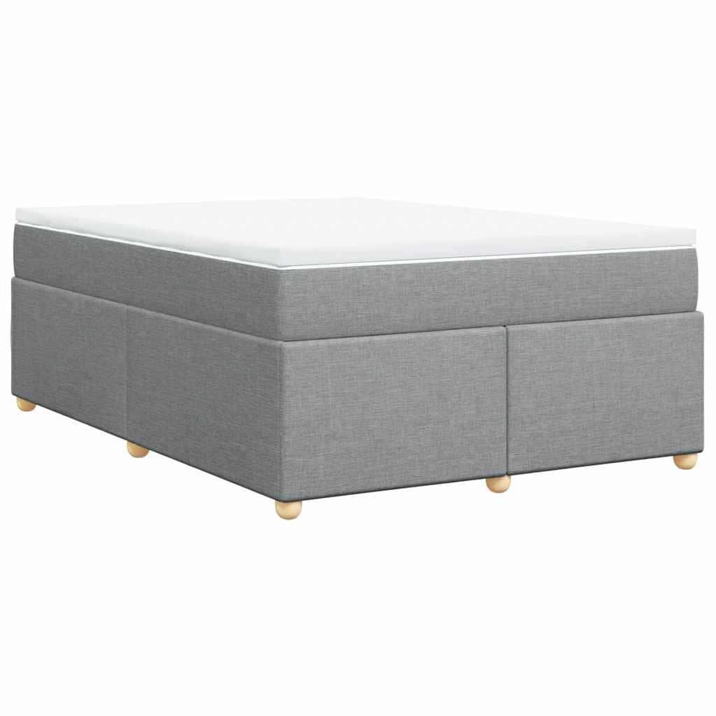 vidaXL Box Spring Bed with Mattress Light Grey Queen Fabric