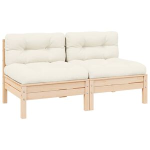 vidaXL 2-Seater Garden Sofa with Cream Cushions Solid Pinewood