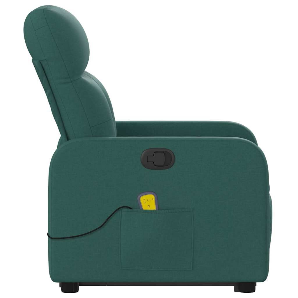 vidaXL Stand up Massage Recliner Chair Dark Green Fabric