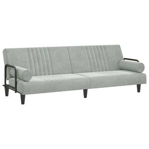 vidaXL Sofa Bed with Armrests Light Grey Velvet