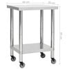 vidaXL Kitchen Work Table with Wheels 60x30x85 cm Stainless Steel