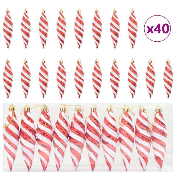 vidaXL Christmas Spiral Shape Ball 40 pcs Red Plastic