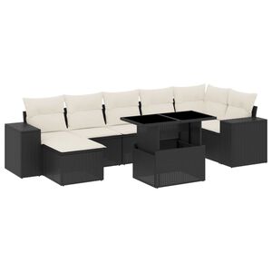 vidaXL 8 Piece Garden Sofa Set with Cushions Black Poly Rattan