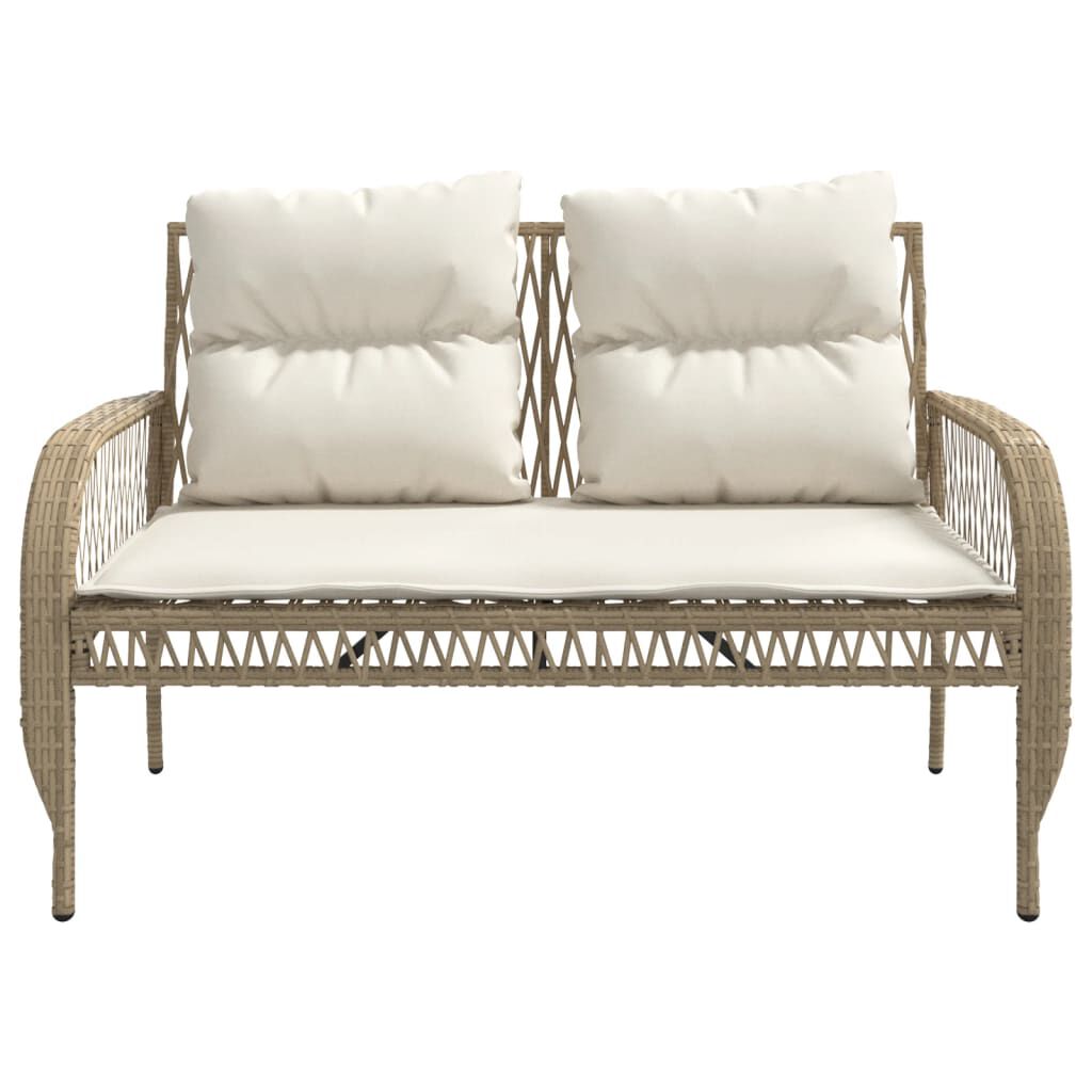 vidaXL 4 Piece Garden Sofa Set with Cushions Beige Poly Rattan