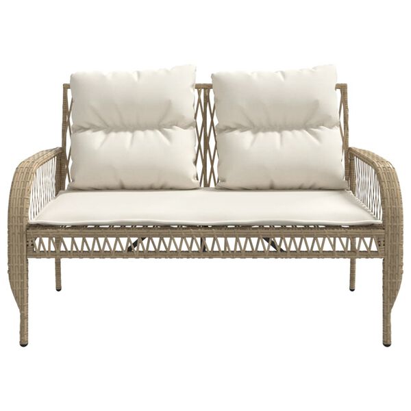 vidaXL 4 Piece Garden Sofa Set with Cushions Beige Poly Rattan