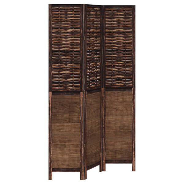 vidaXL Room Divider 3 Panels Dark Brown Solid Wood Paulownia