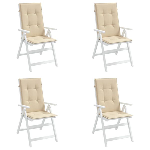 vidaXL Garden Highback Chair Cushions 4 pcs Beige 120x50x3 cm Fabric