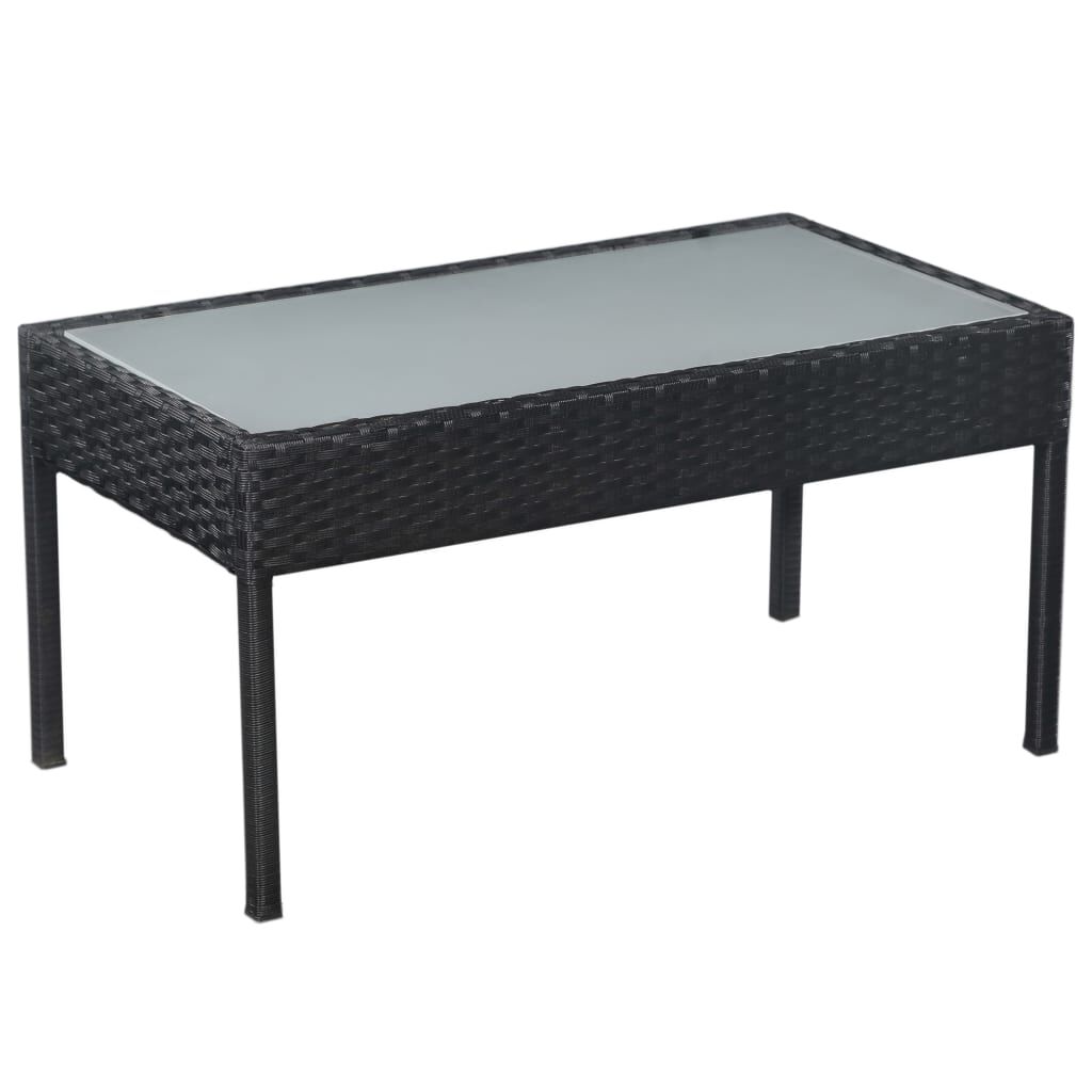 vidaXL 5 Piece Garden Lounge Set with Cushions Poly Rattan Black