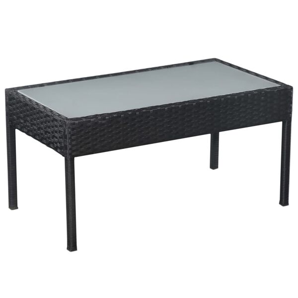 vidaXL 5 Piece Garden Lounge Set with Cushions Poly Rattan Black