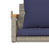 vidaXL Swing Bench with Cushions Grey 63x62x40 cm Poly Rattan
