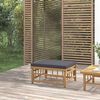 vidaXL Garden Footstool with Dark Grey Cushion Bamboo