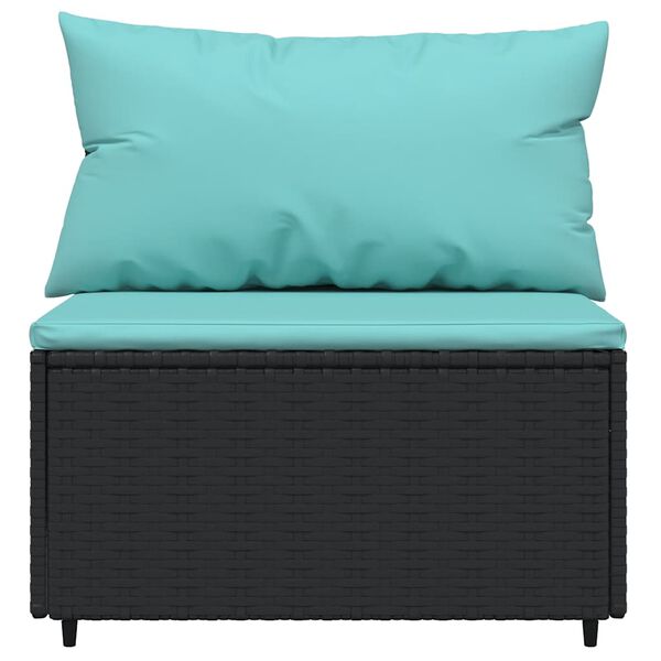 vidaXL 3 Piece Garden Lounge Set with Cushions Black Poly Rattan