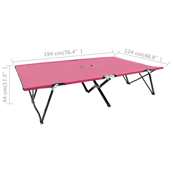 vidaXL Two Person Folding Sun Lounger Pink Steel
