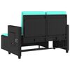 vidaXL Reclining Garden Bench with Cushions Black Poly Rattan