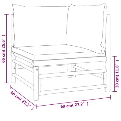 vidaXL 12 Piece Garden Lounge Set with Green Cushions Bamboo