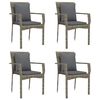 vidaXL 5 Piece Garden Dining Set with Cushions Black and Grey Poly Rattan