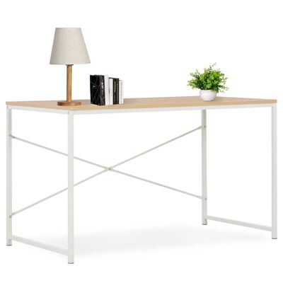 vidaXL Computer Desk White and Oak 120x60x70 cm