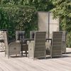 vidaXL 7 Piece Garden Dining Set with Cushions Black and Grey Poly Rattan