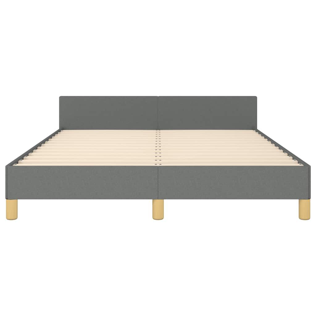vidaXL Bed Frame without Mattress Dark Grey King Fabric