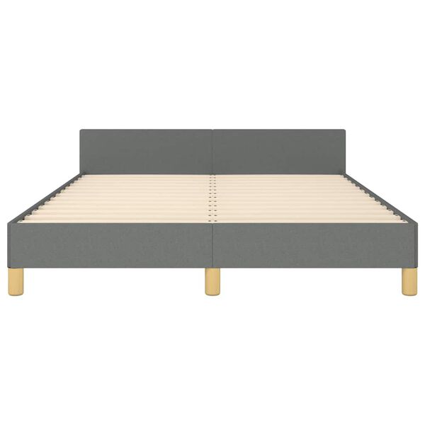 vidaXL Bed Frame without Mattress Dark Grey King Fabric