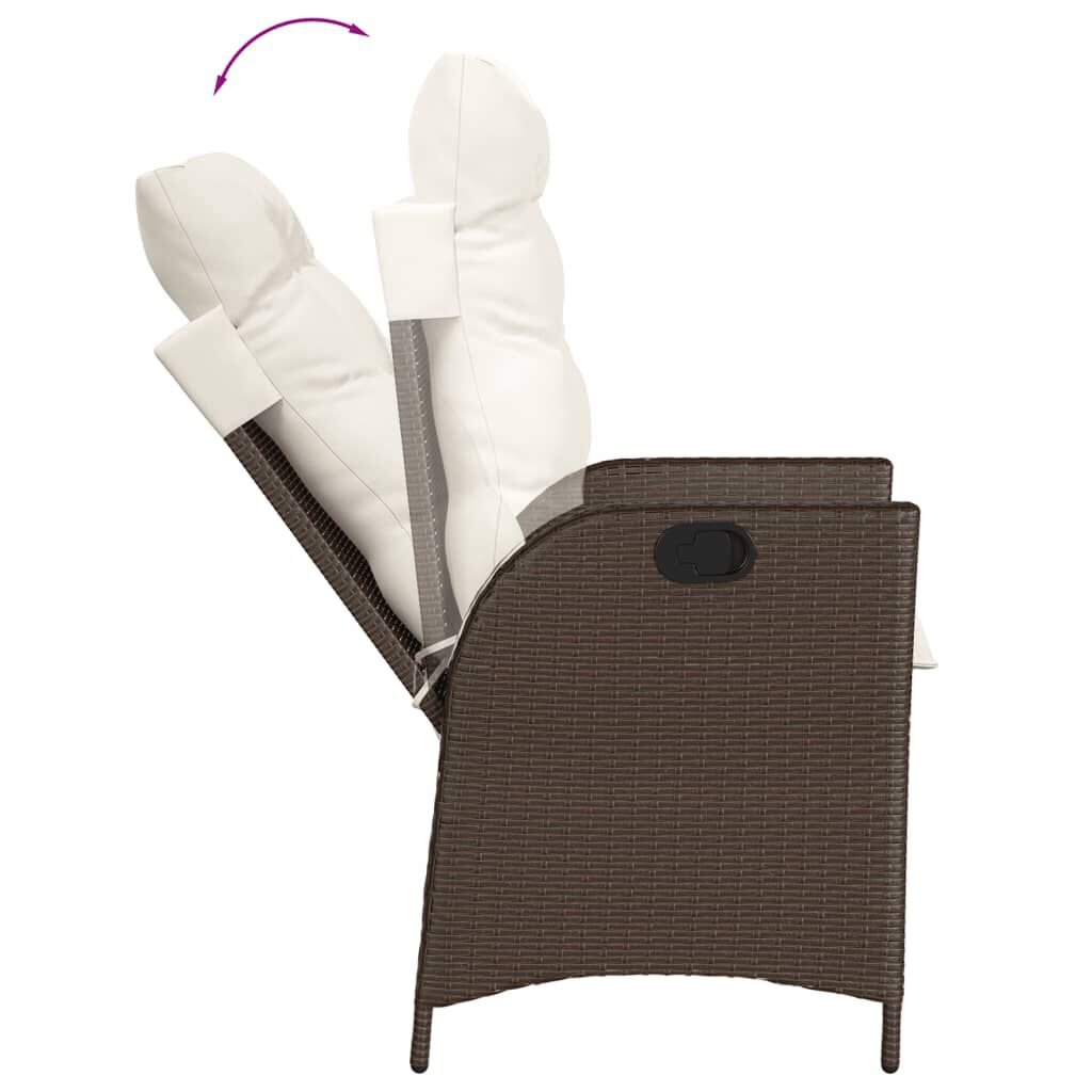 vidaXL 3 Piece Bistro Set with Cushions Brown Poly Rattan