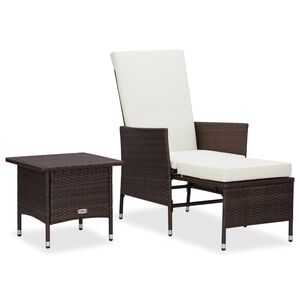 vidaXL 2 Piece Garden Lounge Set with Cushions Poly Rattan Brown
