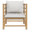 vidaXL Garden Sofa with Light Grey Cushions Bamboo
