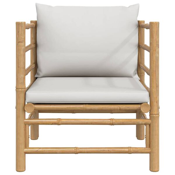 vidaXL Garden Sofa with Light Grey Cushions Bamboo