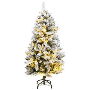 vidaXL Artificial Hinged Christmas Tree 150 LEDs & Flocked Snow 150 cm
