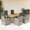 vidaXL 7 Piece Garden Dining Set with Cushions Grey Poly Rattan
