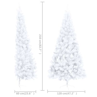 vidaXL Artificial Half Pre-lit Christmas Tree with Ball Set White 210 cm