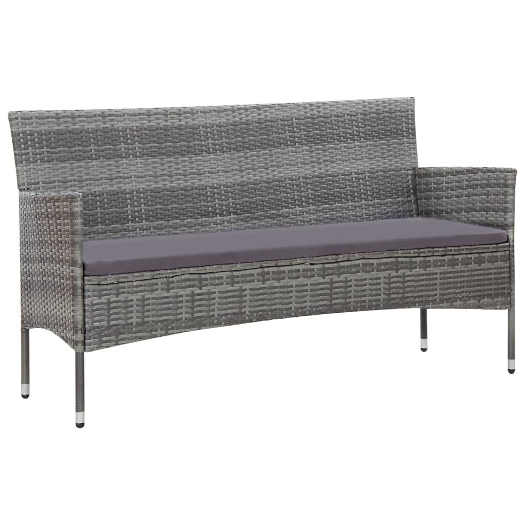 vidaXL 5 Piece Garden Lounge Set With Cushions Poly Rattan Grey