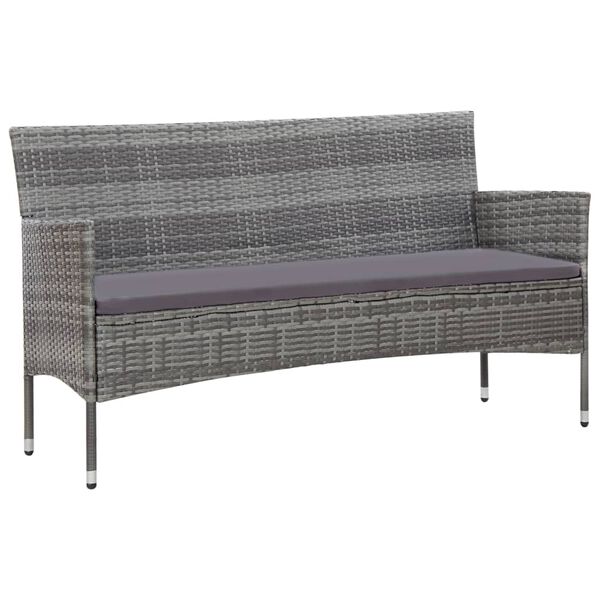 vidaXL 5 Piece Garden Lounge Set With Cushions Poly Rattan Grey