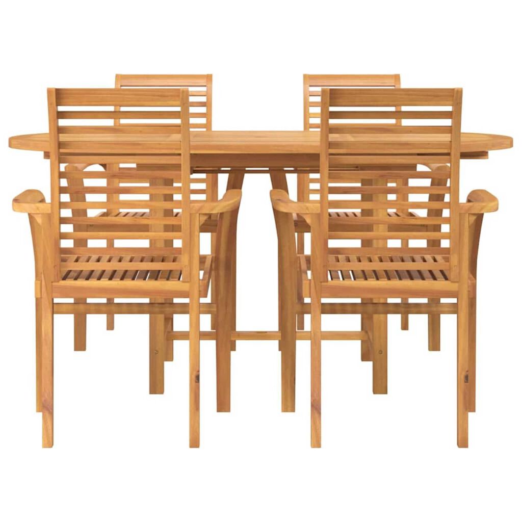vidaXL Garden Dining Set 5 pcs Brown 160 x 80 x 75 cm Solid teak wood