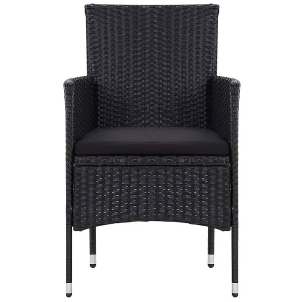vidaXL 5 Piece Garden Lounge Set With Cushions Poly Rattan Black