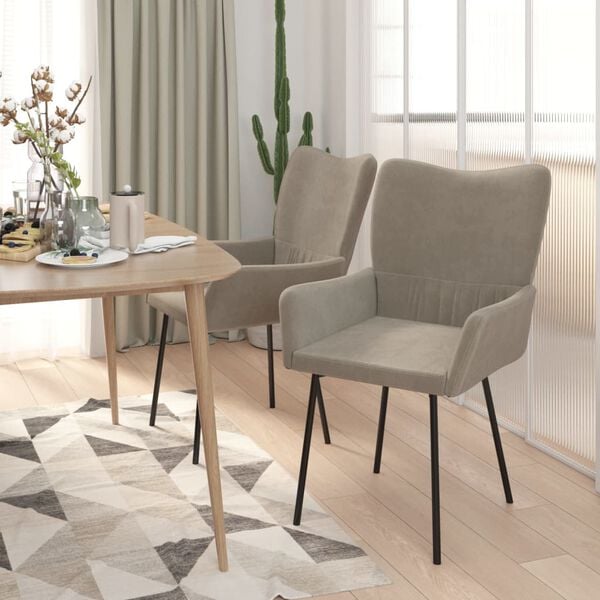 vidaXL Dining Chairs 2 pcs Light Grey Velvet