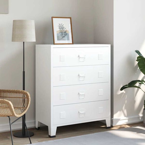 vidaXL Industrial Drawer Cabinet White 78x40x93 cm Metal