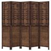 vidaXL Room Divider 5 Panels Dark Brown Solid Wood Paulownia