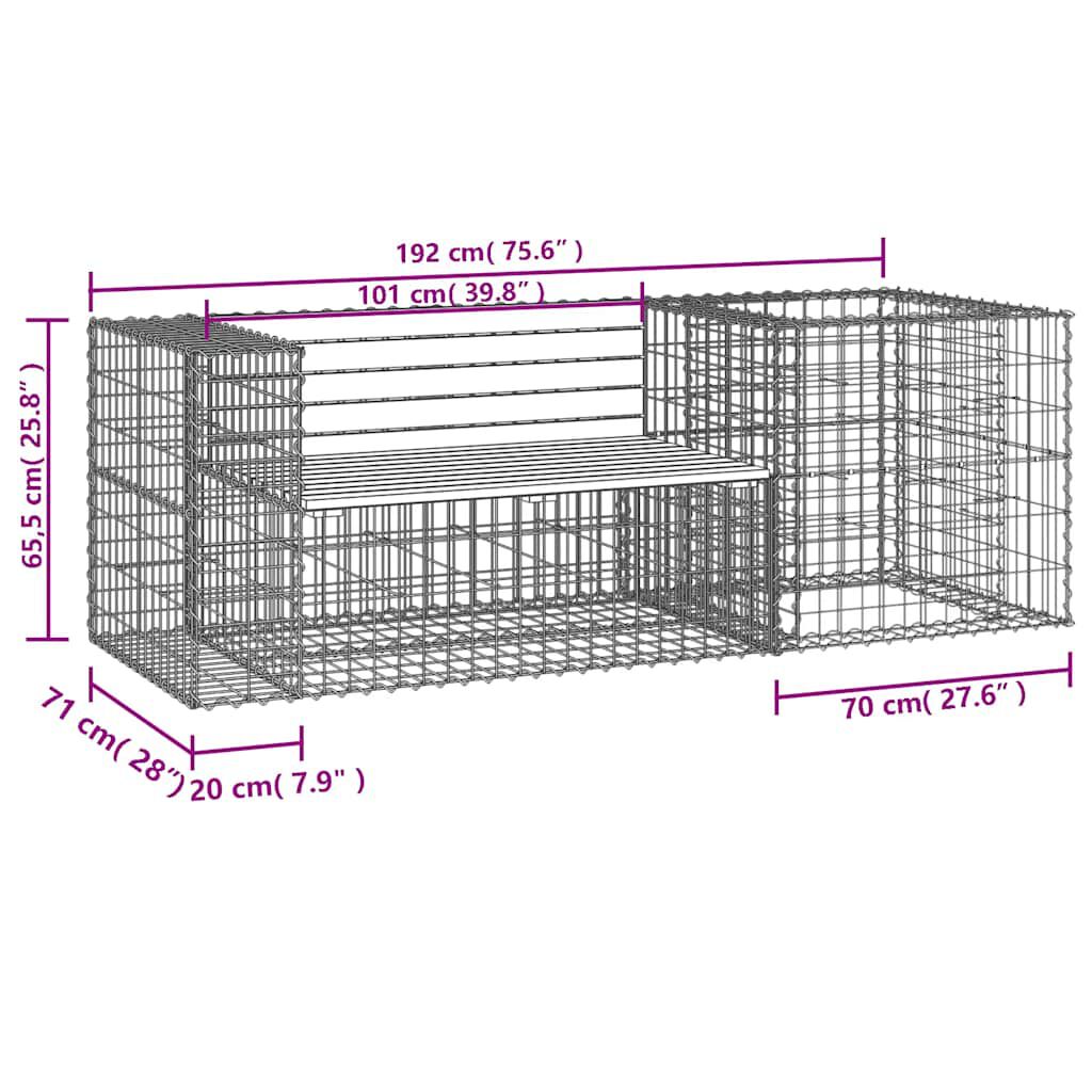 vidaXL Garden Bench with Gabion Basket Solid Wood Pine