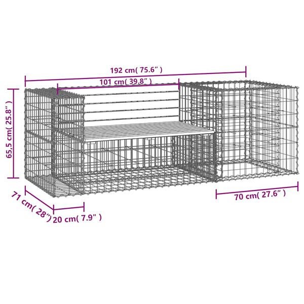 vidaXL Garden Bench with Gabion Basket Solid Wood Pine